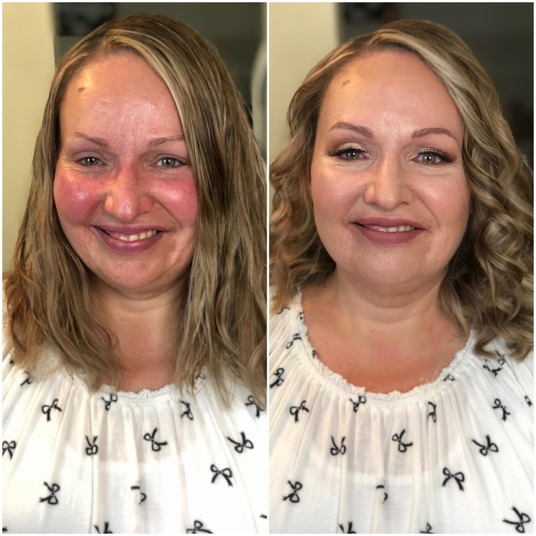 Mature skin makeup look that covers rosacea